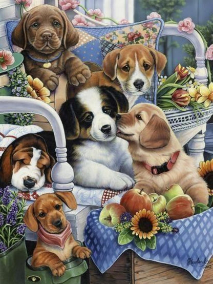 Cottage Garden Dog | Diamond Painting