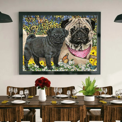 Butterfly And Dog Pug | Diamond Painting