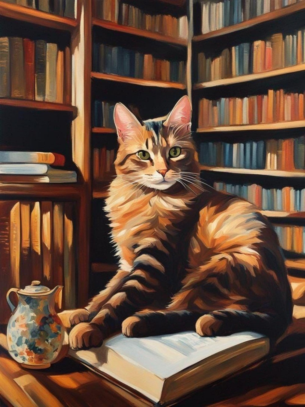 Cat Bookshelf | Diamond Painting