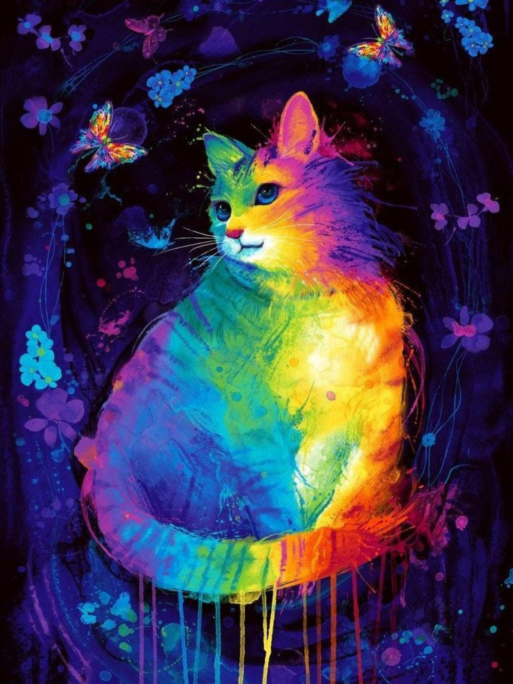 Cat with Butterfly  | Diamond Painting