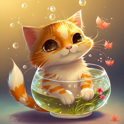 Cat with Butterfly | Diamond Painting
