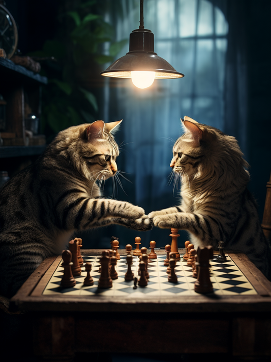 Cats Playing Chess | Diamond Painting