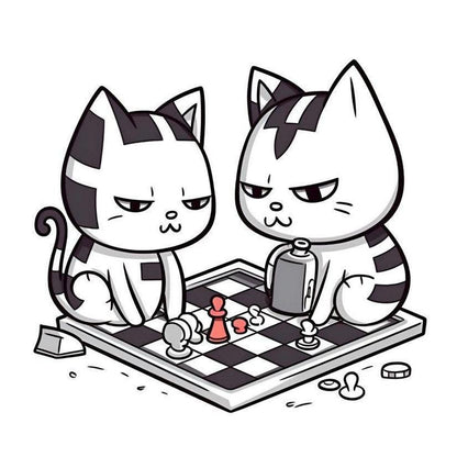 Cats Playing Chess | Diamond Painting