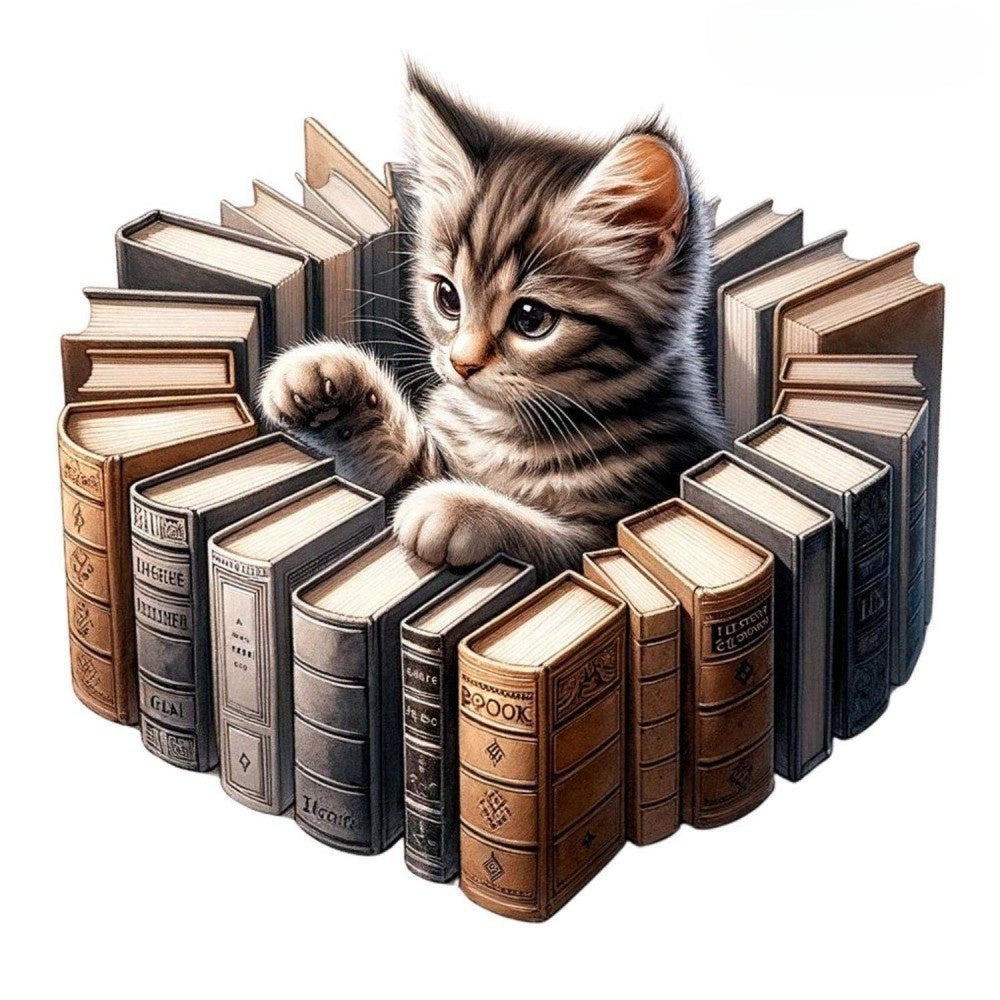 Cat Bookshelf | Diamond Painting