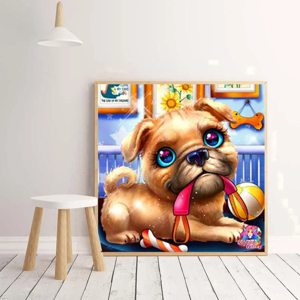 Playing Dog Pug | Diamond Painting