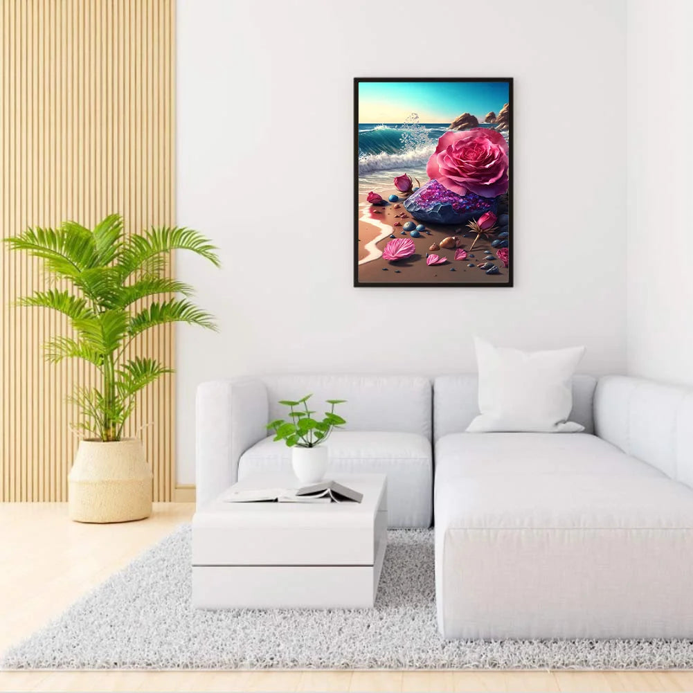 Pink Rose By The Sea | Diamond Painting