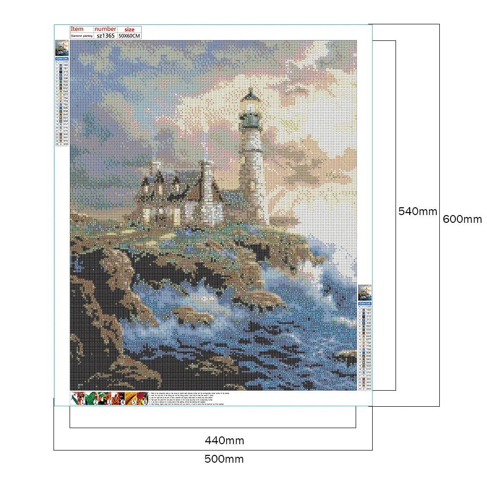 Lighthouse Of Crashing Waves | Diamond Painting