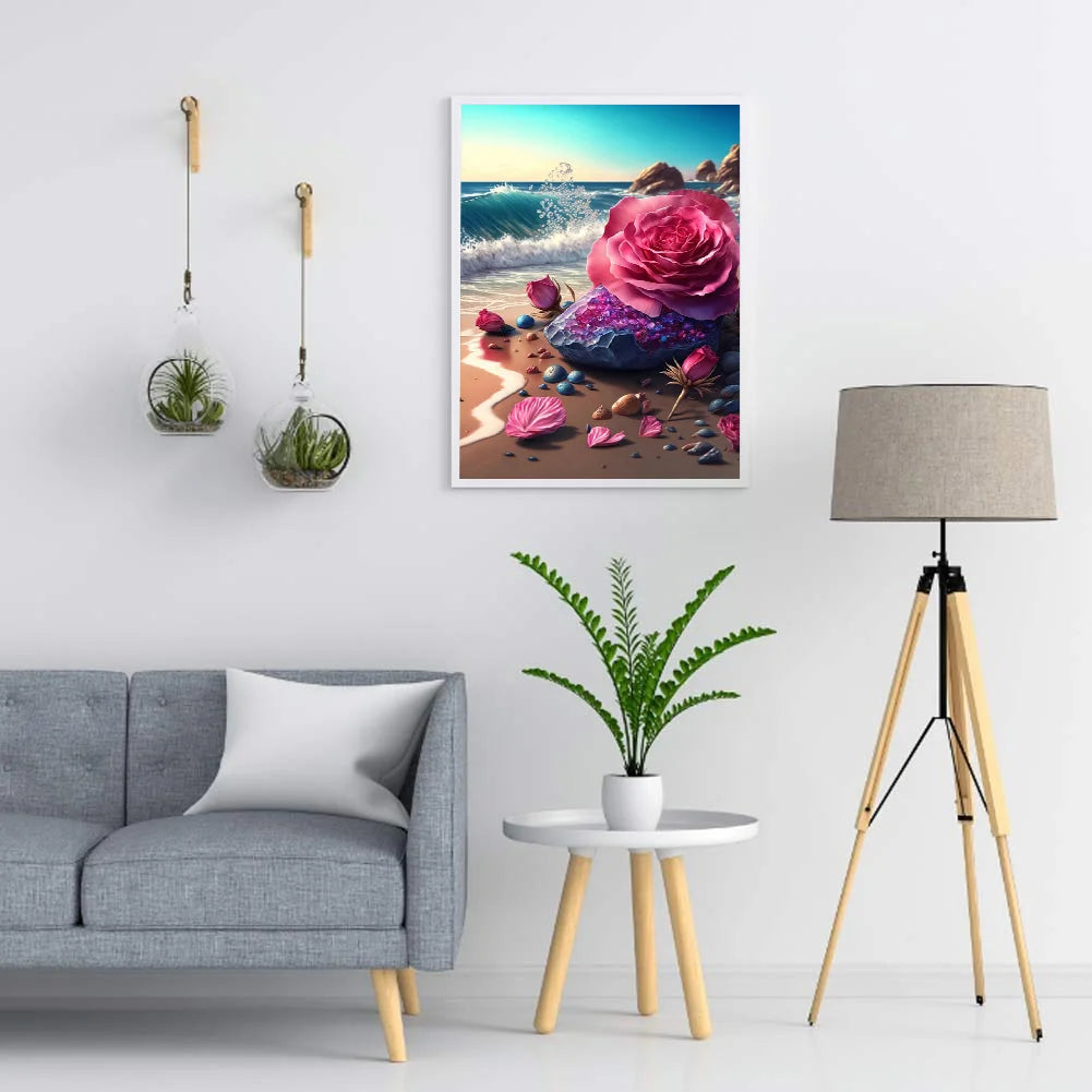 Pink Rose By The Sea | Diamond Painting