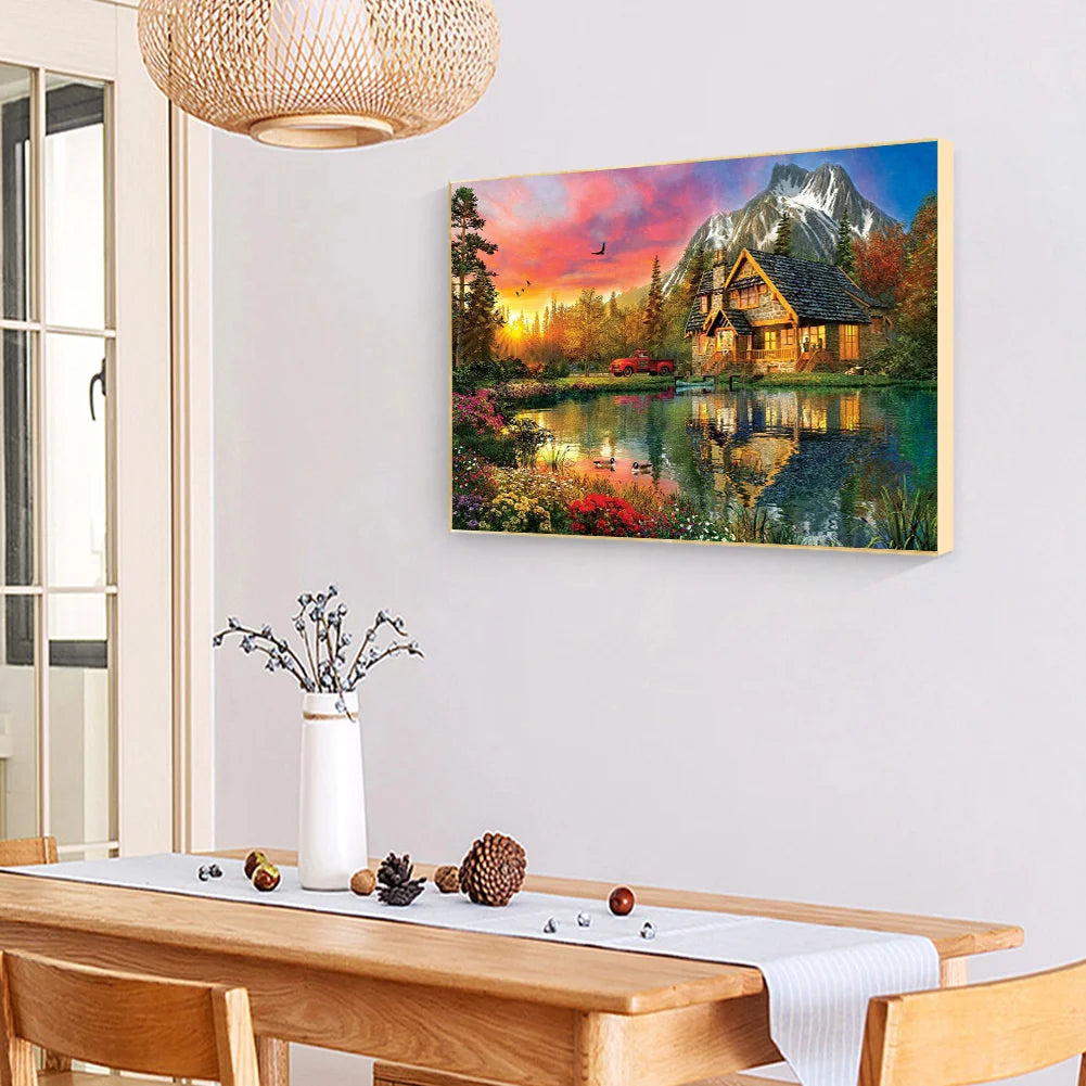 Cottage Under Sunset | Diamond Painting