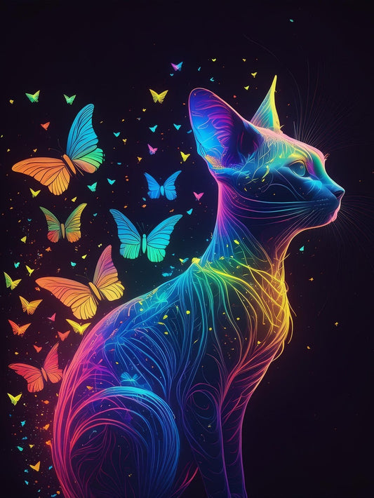 Cat with Butterfly  | Diamond Painting