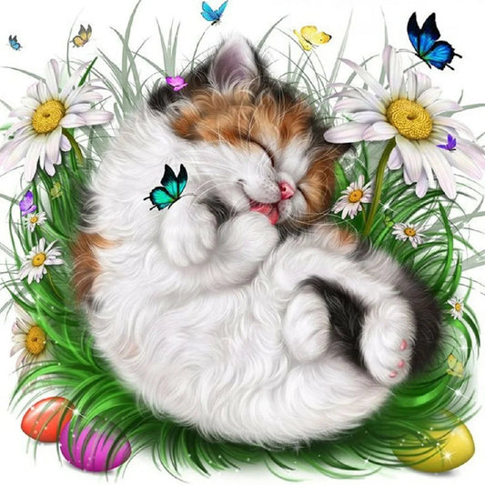 Cat with Butterfly | Cross Stitch Embroidery