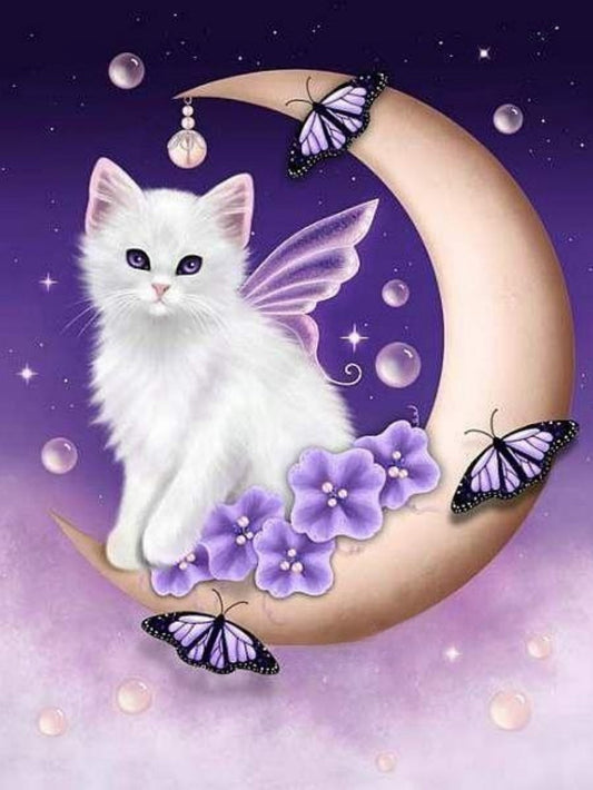 Cat with Butterfly  | Diamond Painting