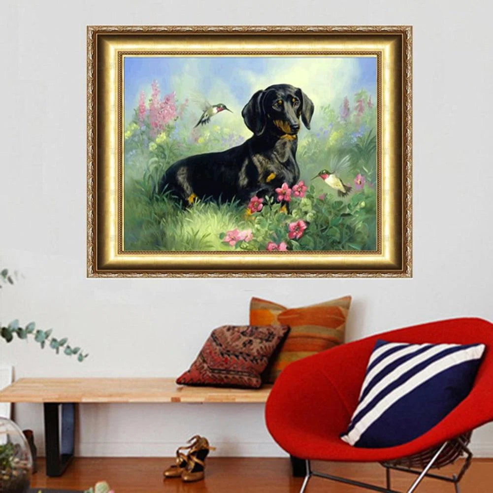 Bird And Dog Dachshund | Diamond Painting