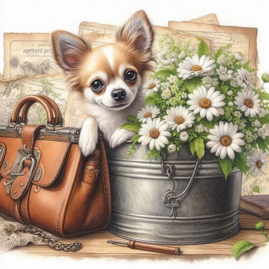 Cottage Garden Dog | Diamond Painting