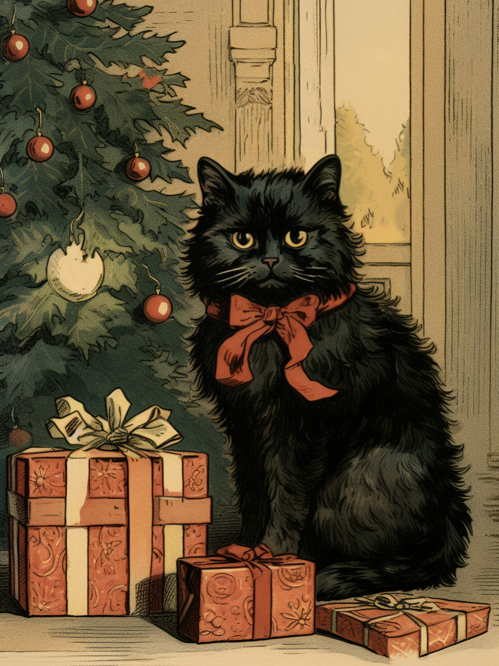 Christmas cat | Diamond Painting