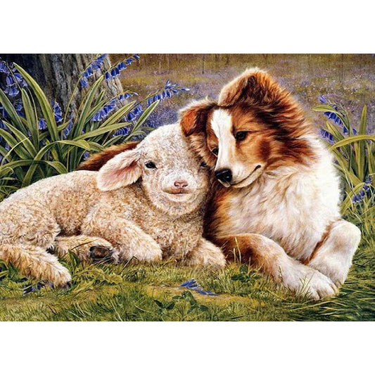Sheep And Dog Australian Shepherd | Cross Stitch Embroidery