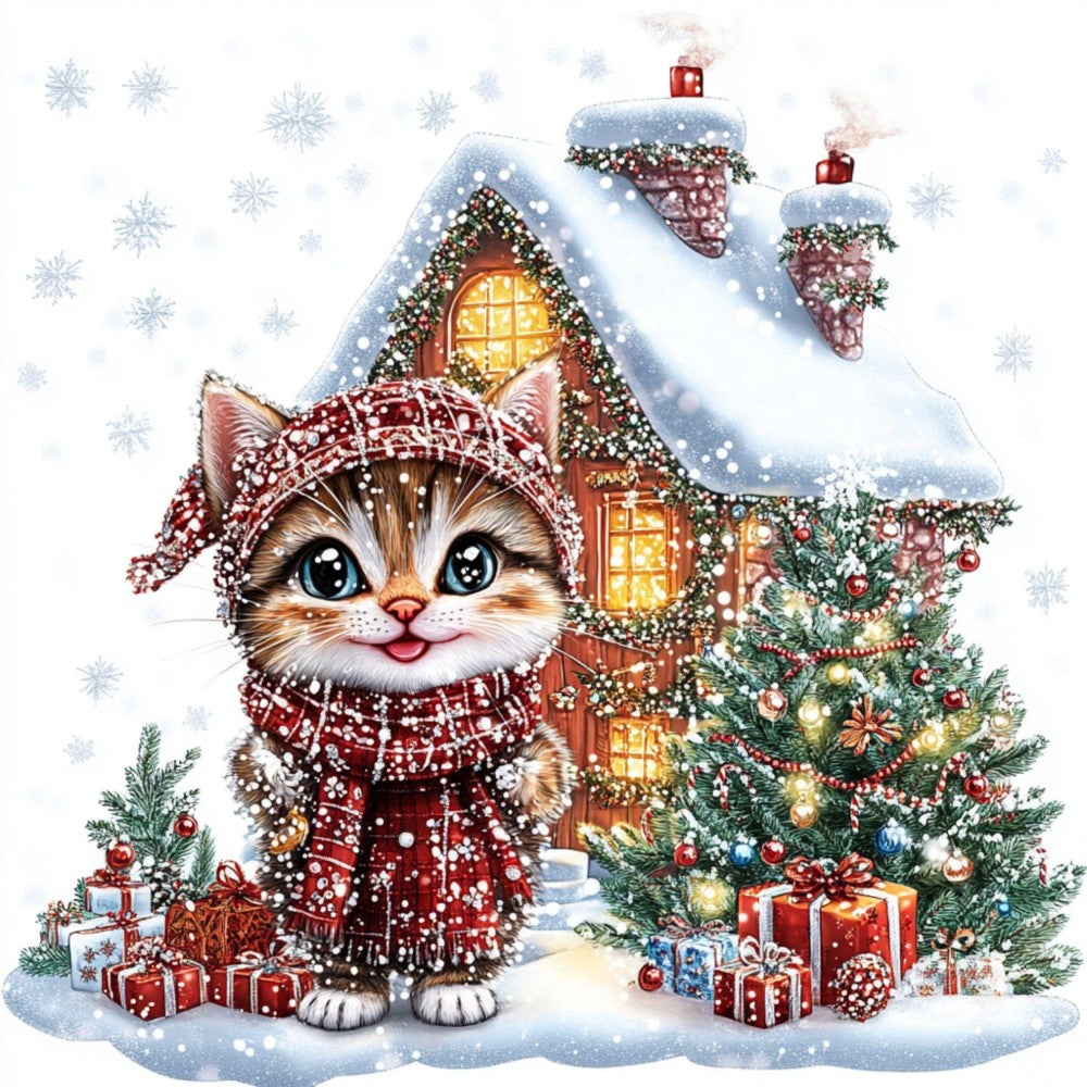 Christmas cat | Diamond Painting