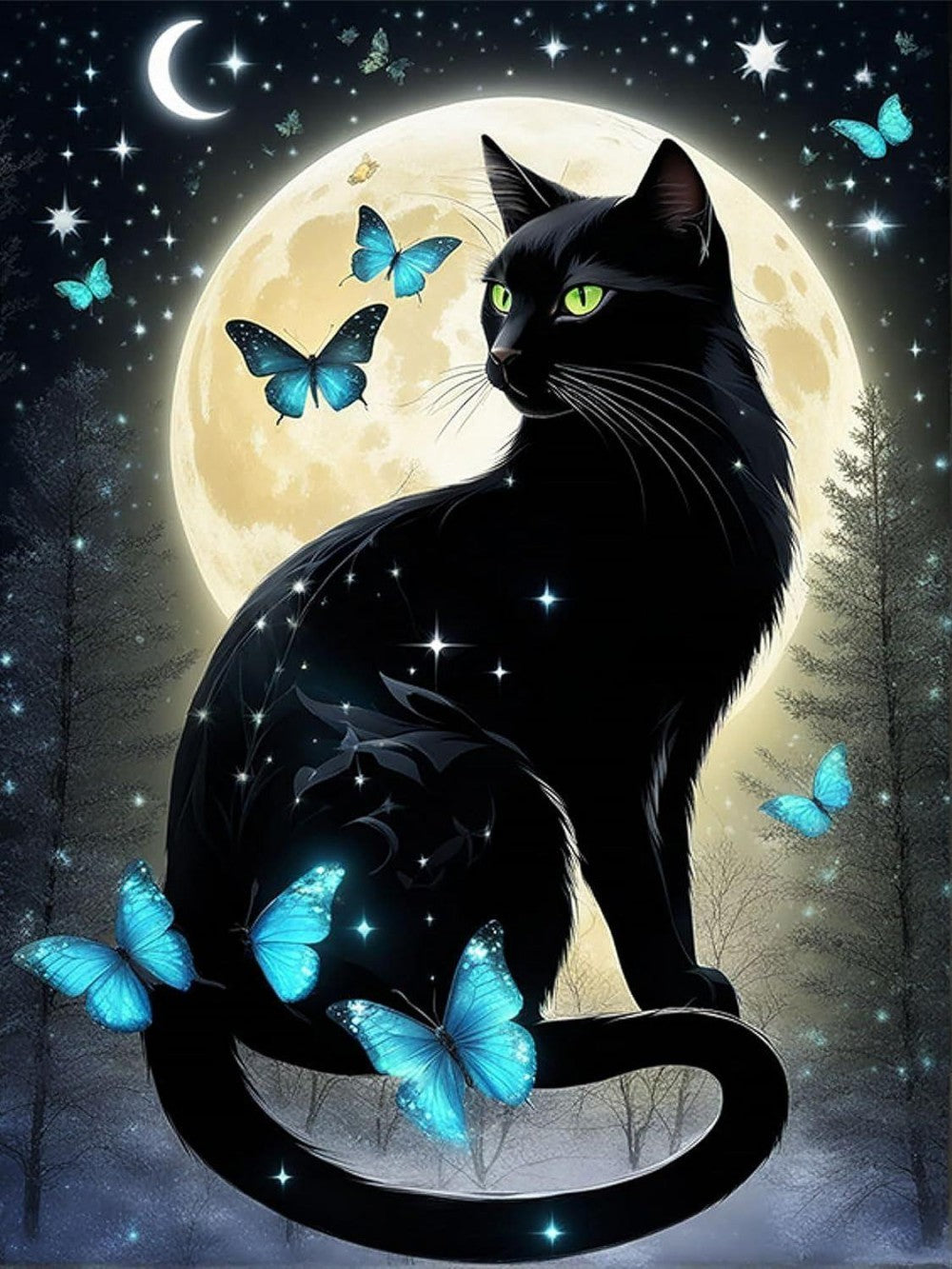 Cat with Butterfly  | Diamond Painting