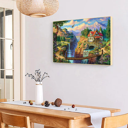 Hut On The Waterfall | Diamond Painting