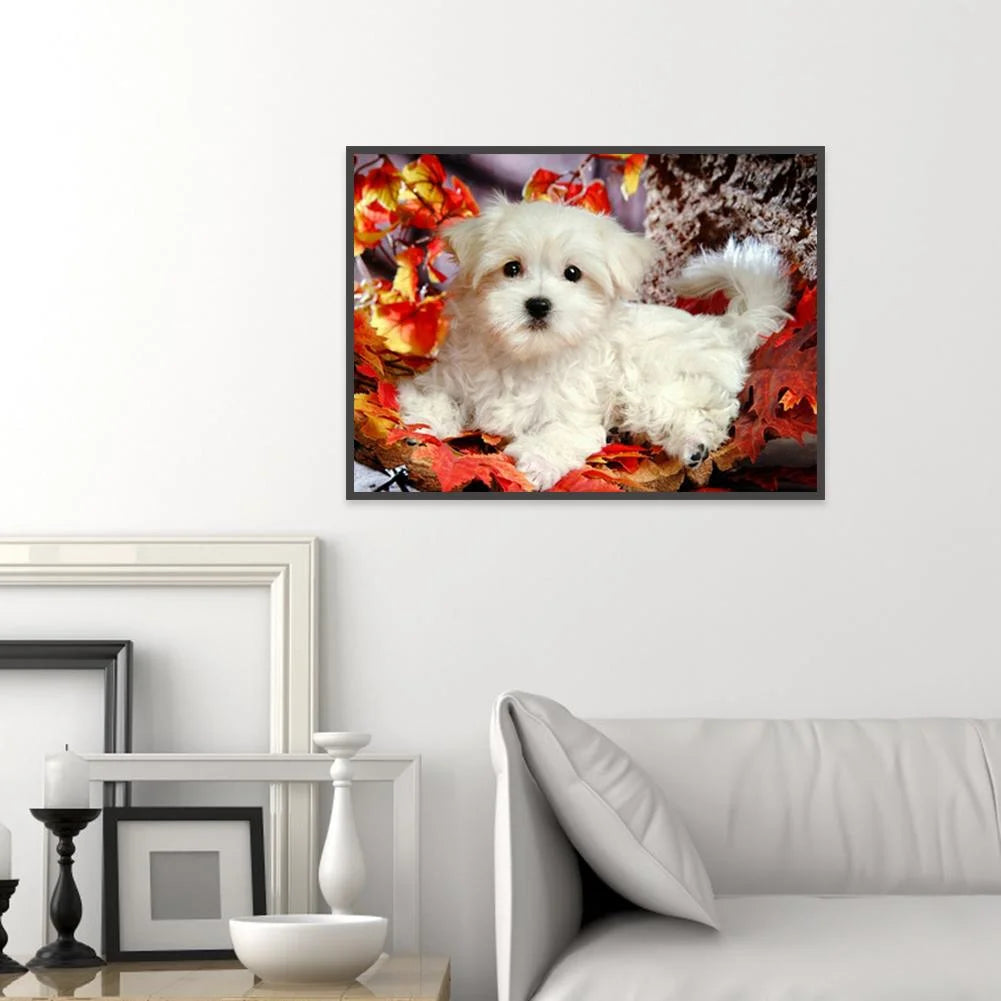 Red Leaves Dog Shih Tzu | Diamond Painting