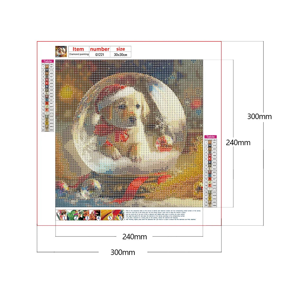 Christmas Dog Yellow Labrador | Diamond Painting