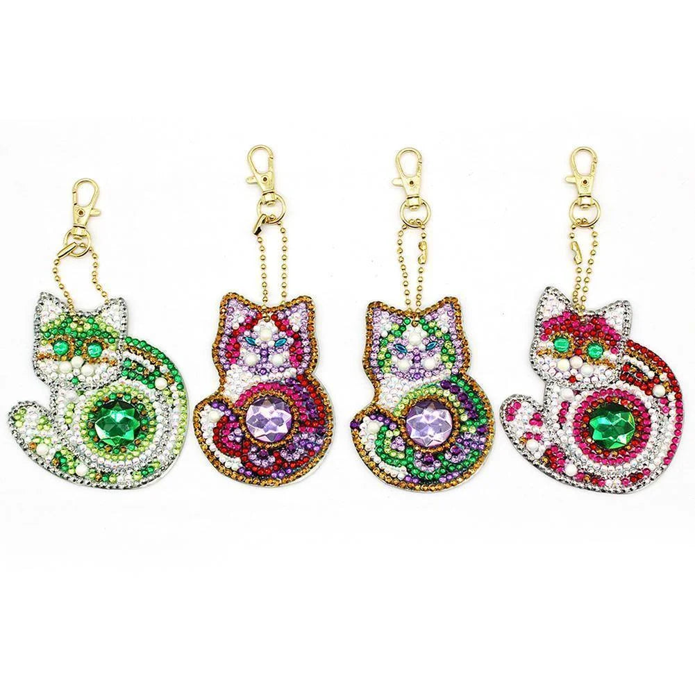 Diy 4pcs/set  Diamond Painting Keychain