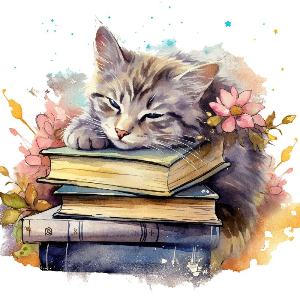 Cat Bookshelf | Diamond Painting