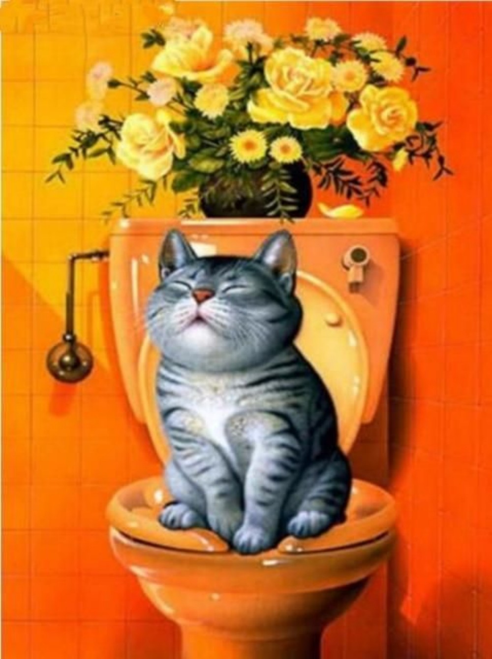 Cat Pooping | Diamond Painting