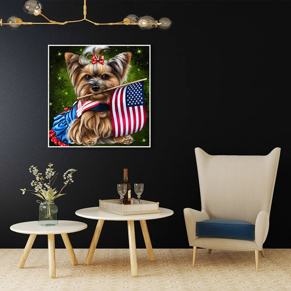 Flag Dog Yorkie | Diamond Painting