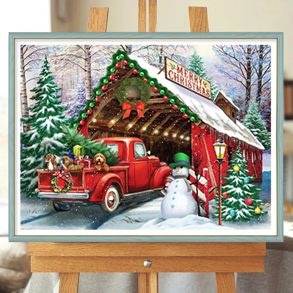 Christmas Red Cabin | Diamond Painting