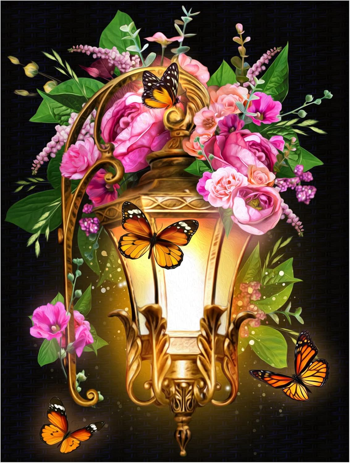 Street Lights And Flowers | Diamond Painting