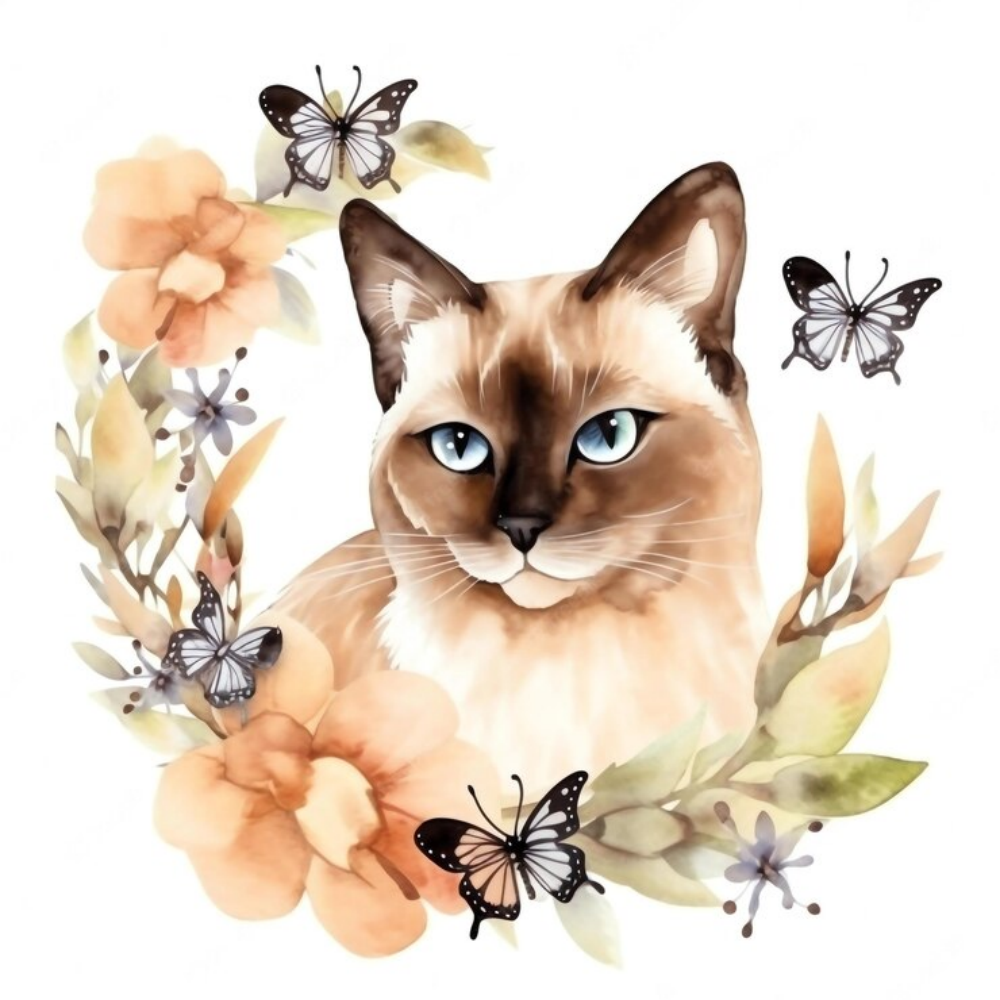 Cat with Butterfly  | Diamond Painting