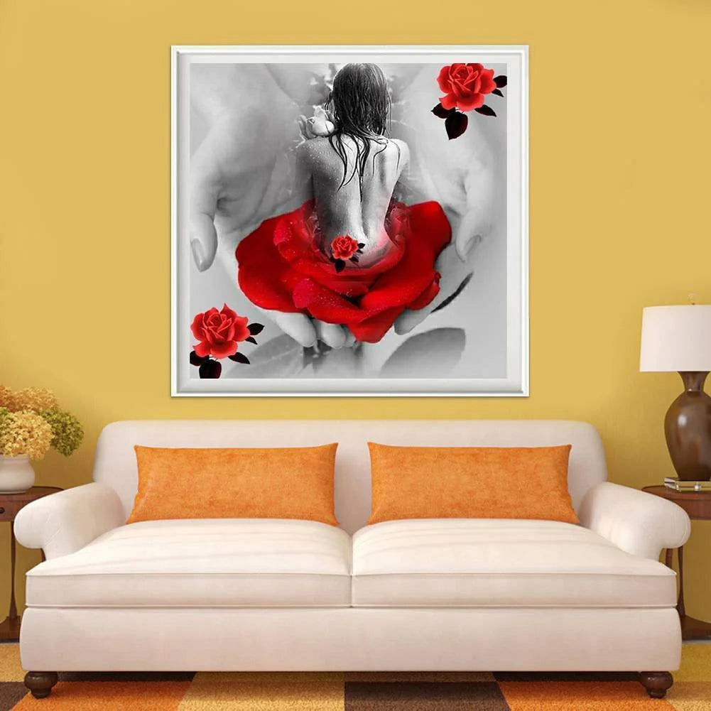 Woman Red Flower | Diamond Painting