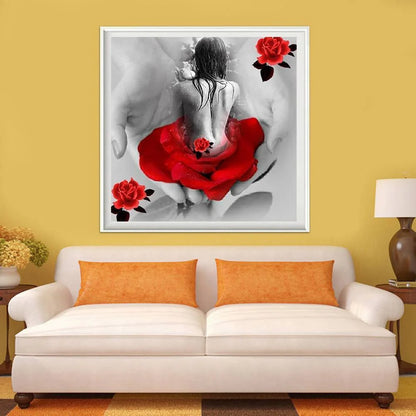 Woman Red Flower | Diamond Painting