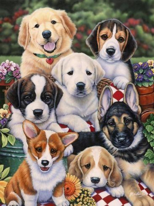 Cottage Garden Dog | Diamond Painting