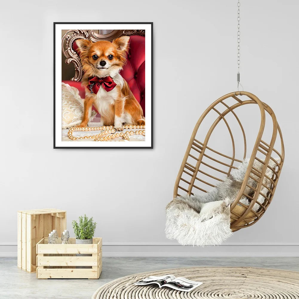 Chihuahua Dog Wearing Bow | Diamond Painting