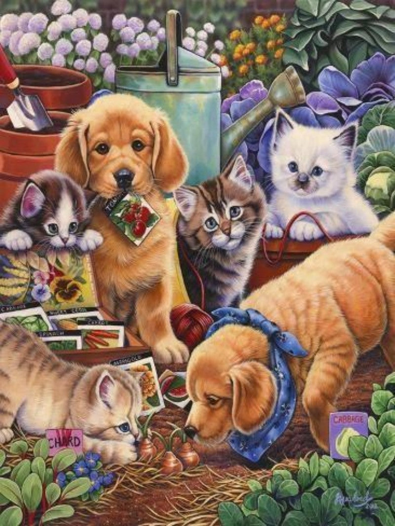 Cottage Garden Dog | Diamond Painting