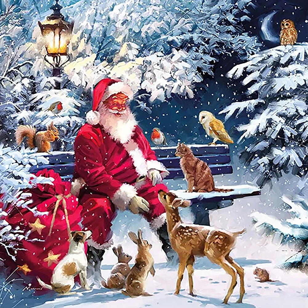 Santa Claus And Deer Christmas | Diamond Painting