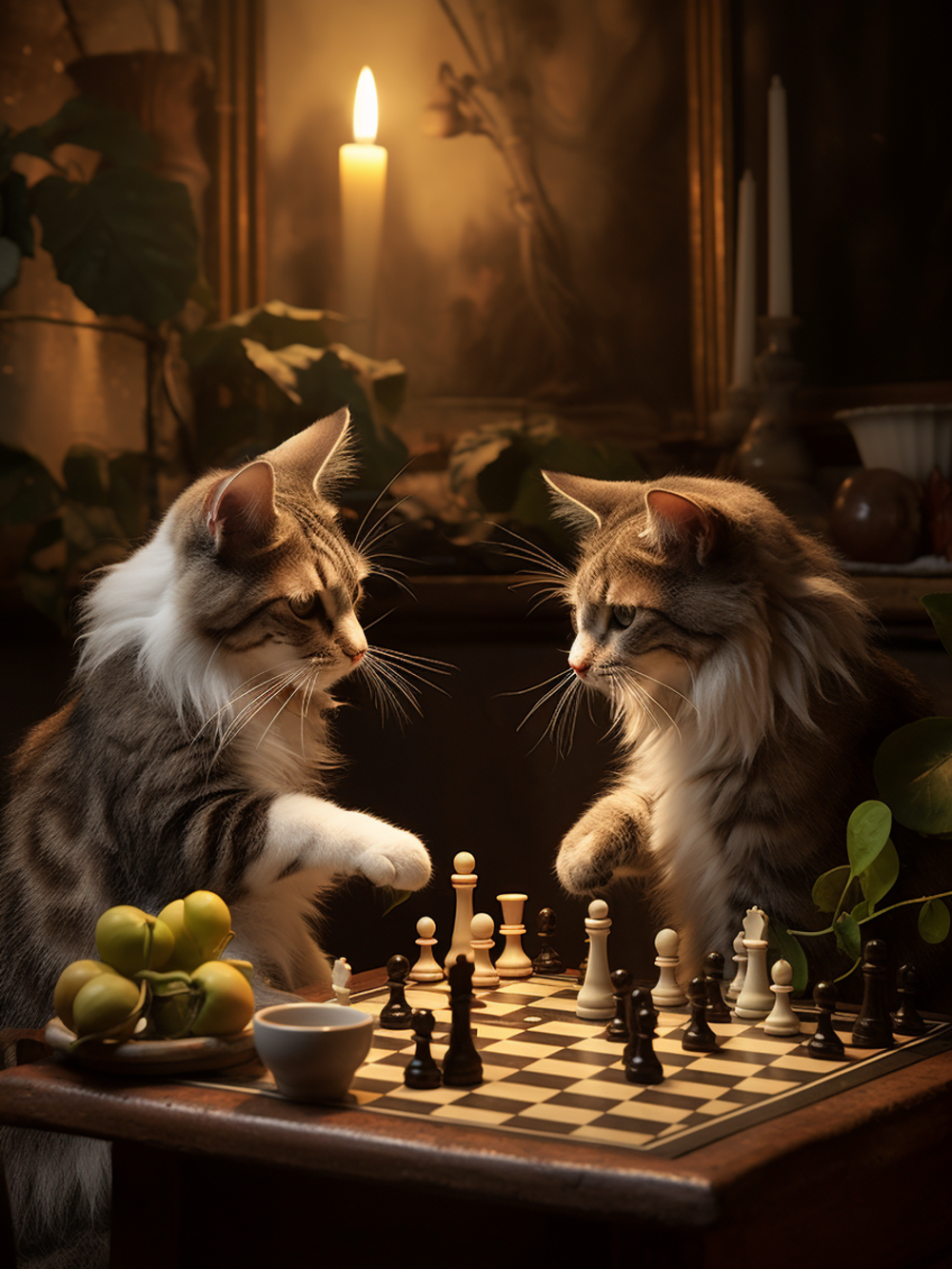 Cats Playing Chess | Diamond Painting