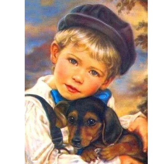 Boy And Dog | Diamond Painting