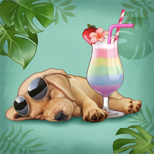 Dog Drinking | Cross Stitch Embroidery