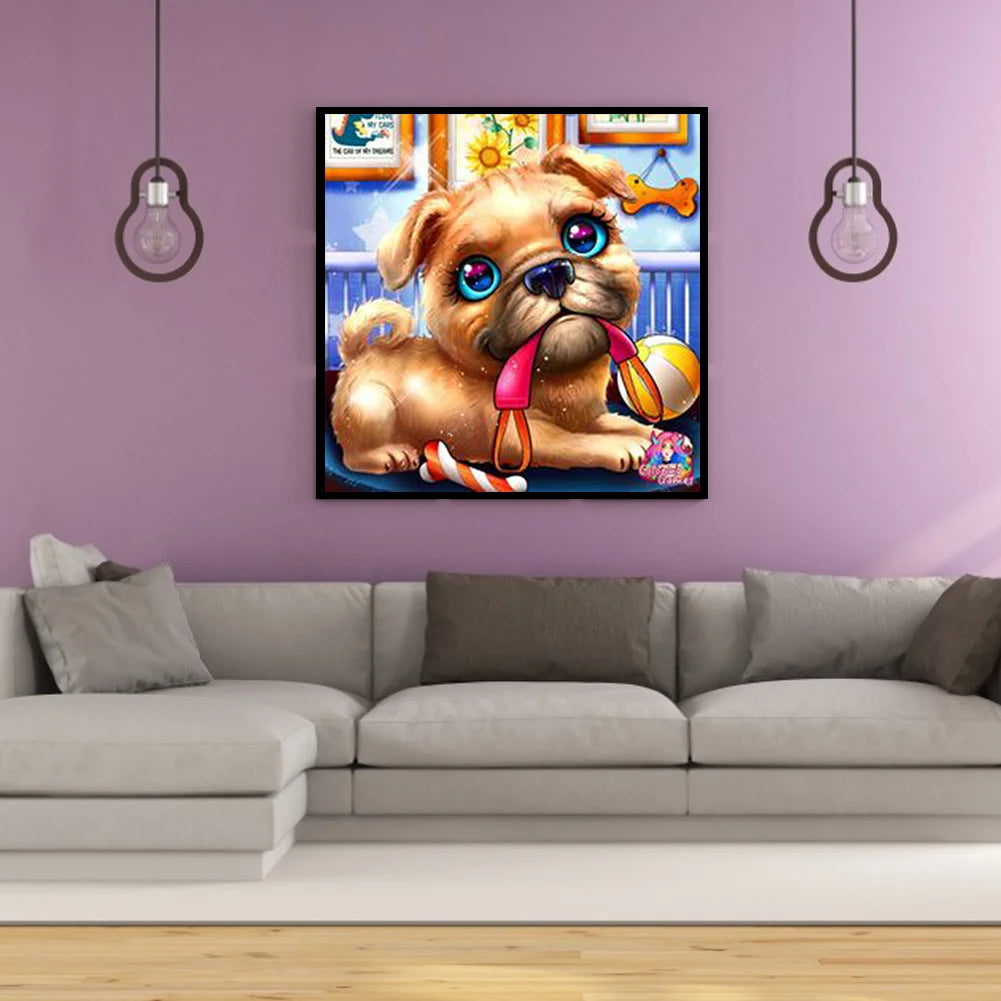 Playing Dog Pug | Diamond Painting