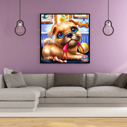 Playing Dog Pug | Diamond Painting