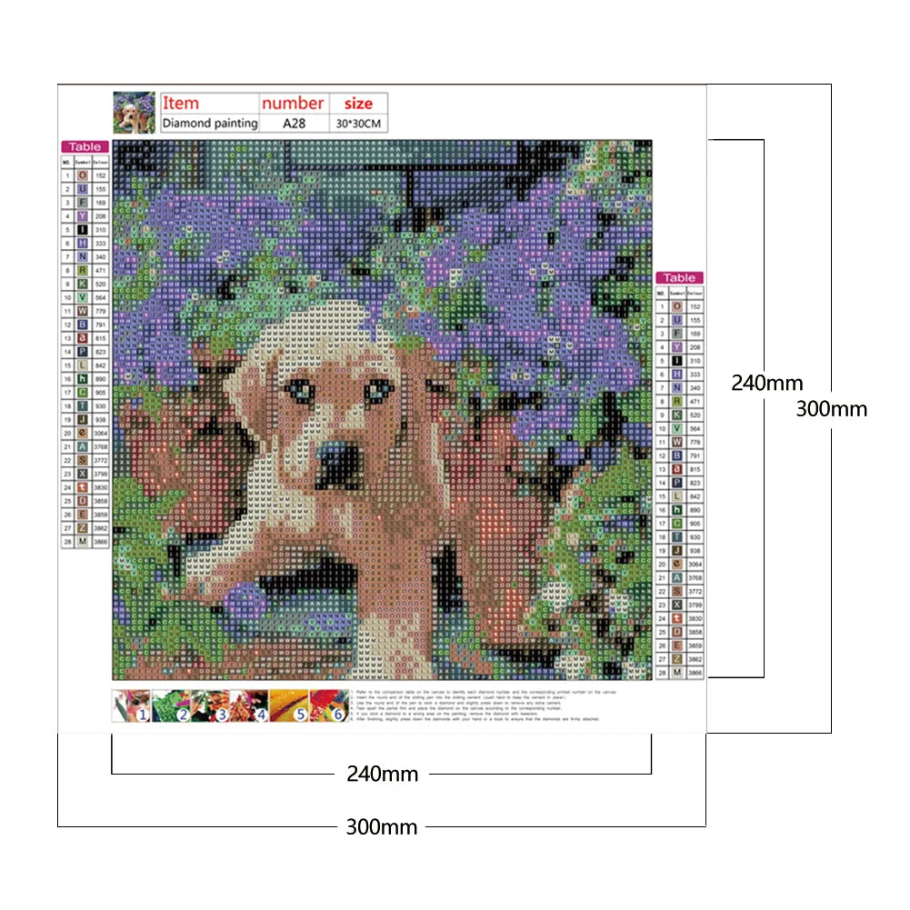 Purple Flower Dog Yellow Labrador | Diamond Painting