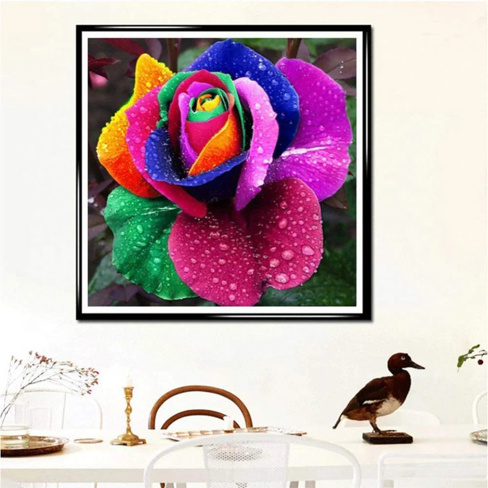 Rainbow Rose Colorful Flower | Diamond Painting