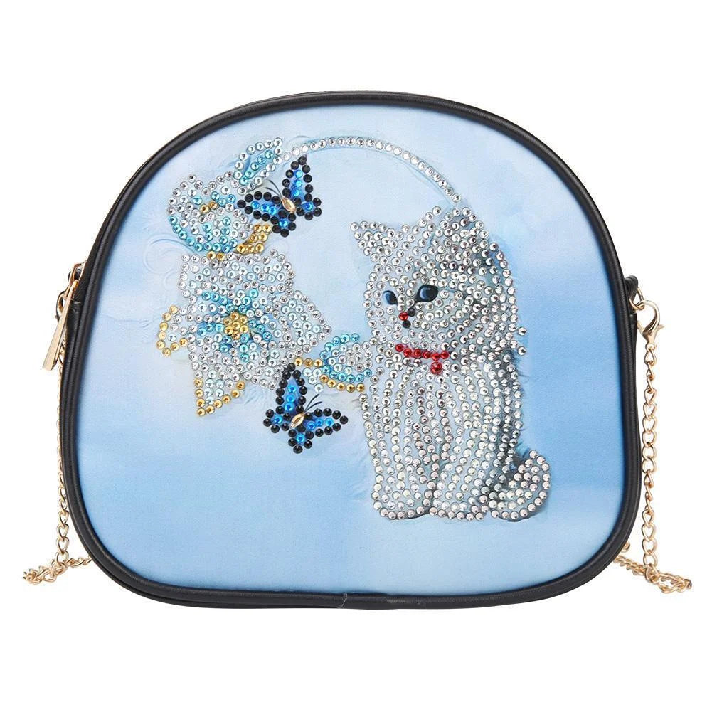 Diy Cat  Diamond Painting Leather Bag