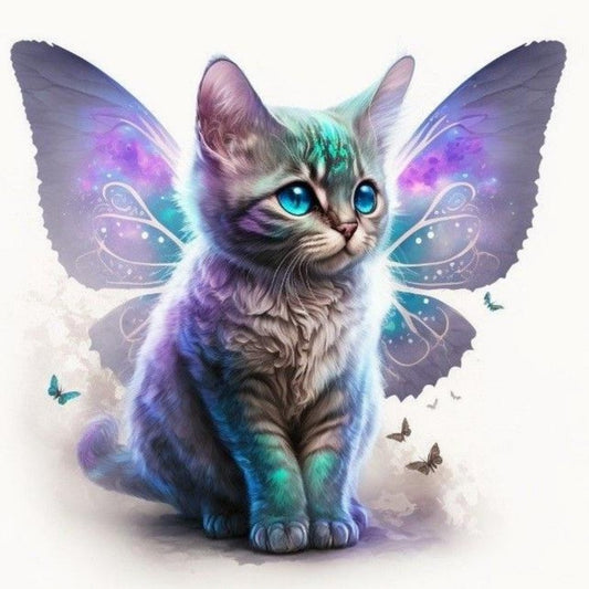 Cat with Butterfly  | Diamond Painting