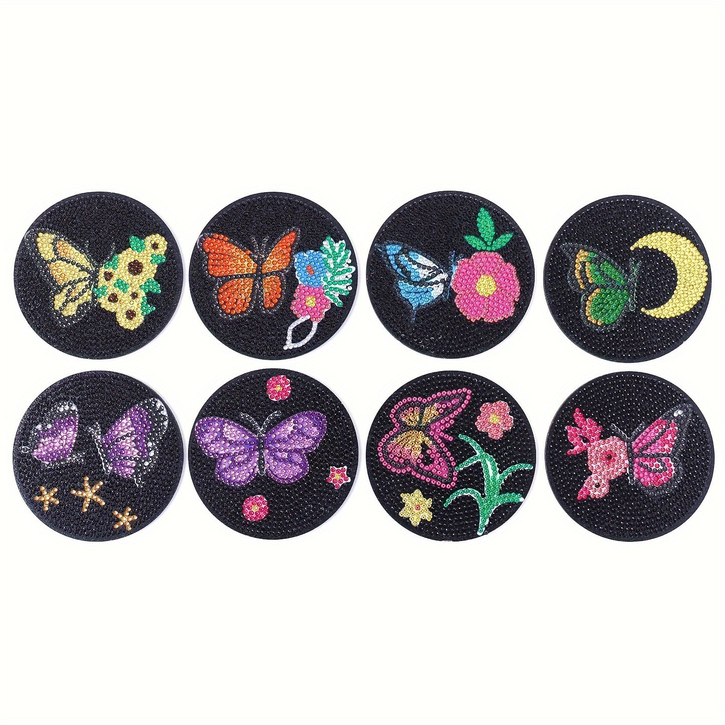 Diy 8pcs/set Butterfly Animal  Diamond Painting Coasters with Holder