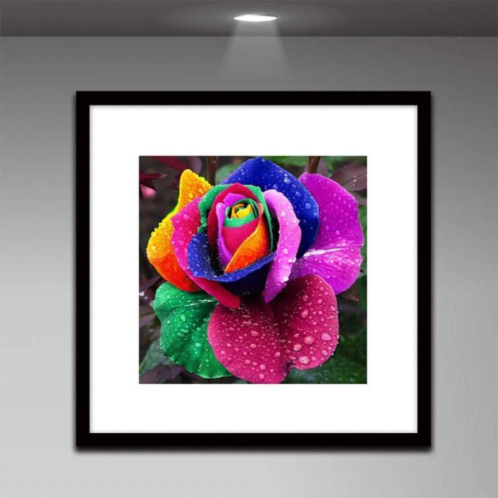 Rainbow Rose Colorful Flower | Diamond Painting