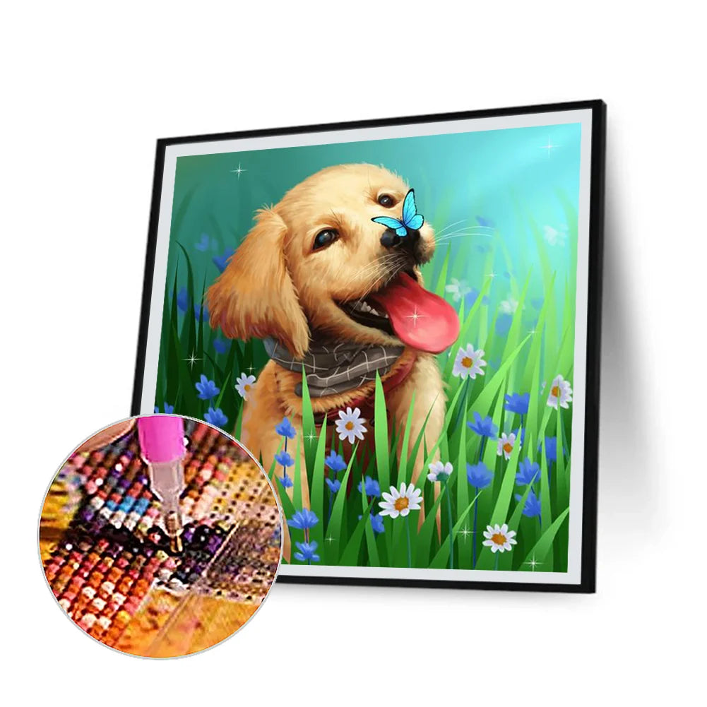 Golden Retriever Dog Playing | Diamond Painting